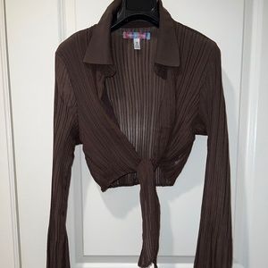 Urban Outfitters Rachel Plisse Tie-Front Top